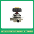 Sanitary three ways Diaphragm Valve with Butt-weld Ends